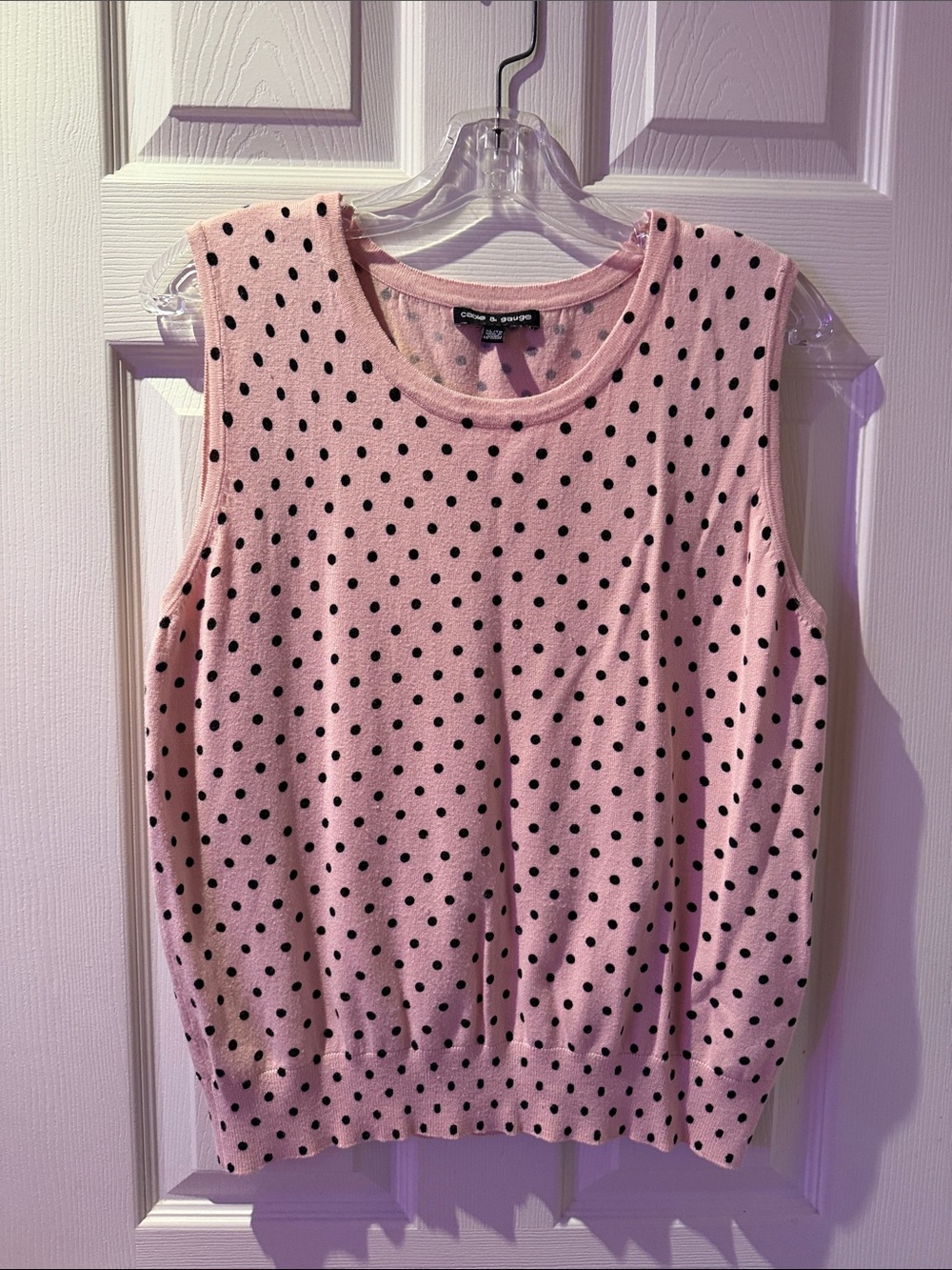 Cable & Gauge Pink Sleeveless Polka Dot Knit Tank